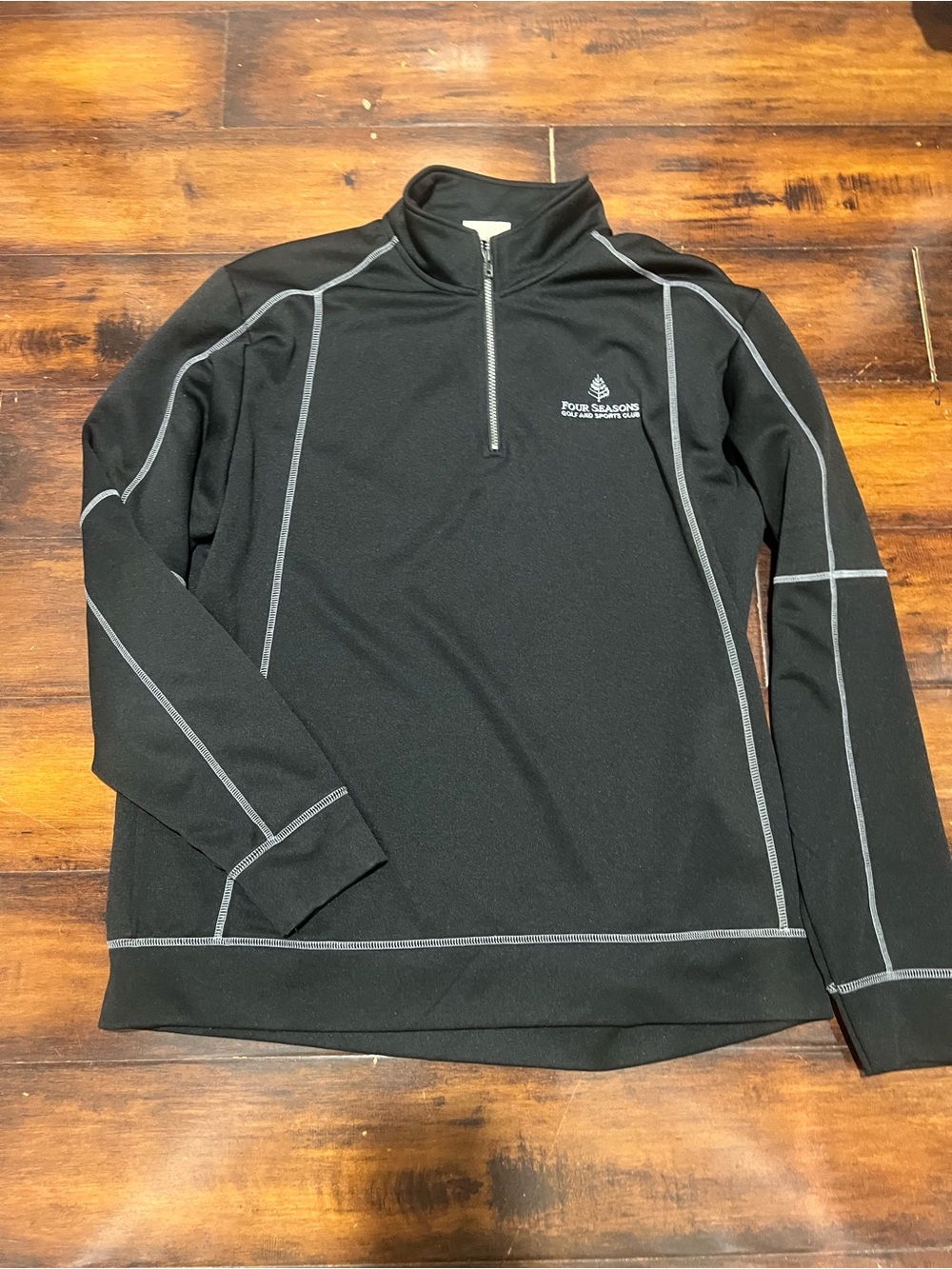 Four Seasons Black Quarter-Zip Pullover with Contrast Stitching